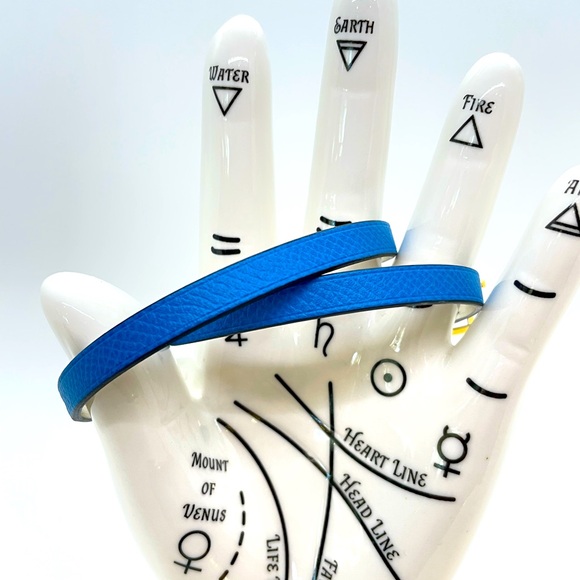 EUC HERMES Behapi Tour Double Wrap Blue Leather Bracelet - Picture 3 of 14